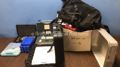 Mixed Lot Including 1 x Jamar Dynamometer Smedley Hand, 1 x Jamar Plus + Hand Dynamometer, 1 x Micro Medical CO2 Meter in Carry Case (Powers Up) 1 x Metal Tray, 5 x Ice Cool Packs, 1 x Carry Bag and 5 x Hoist Belts