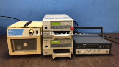 Mixed Lot Including 1 x Respironics BiPAP S Airway Management System (Powers Up) 2 x Sony UP-21MD Color Video Printers (Both Power Up) 1 x TTi TF830 Universal Counter (Untested Due to No Power Supply)