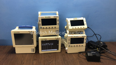 5 x Welch Allyn ProPaq Patient Monitors with 3 x AC Power Supplies (All Power Up)