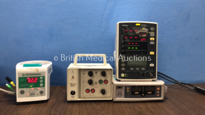 Mixed Lot Including 1 x Mindray Accutorr V Patient Monitor, 1 x Nellcor N-560 Pulse Oximeter, 1 x Intersurgical PMH7000 Respiratory Humidifier Unit and 1 x APC Medical 4170 Bedside Monitor (All Power Up)