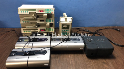 Mixed Lot Including 3 x ResMed Escape S9 CPAP Units with 3 x ResMed H5i Humidifier Units and 1 x AC Power Supply (All Power Up) 1 x Respironics REMstar Auto M Series CPAP with 1 x AC Power Supply (Powers Up) 1 x BRaun Infusomat fmS Pump (Powers Up) 3 x Br