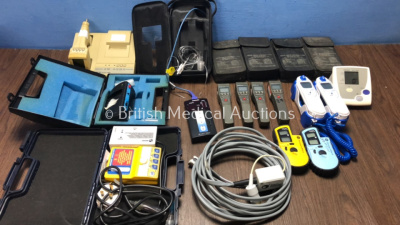 Mixed Lot Including Smoke Analyzers, Metrix MX67 Testers, Covidien Genius 3 Thermometers and GE TuffSat SpO2 Meters (All Untested Due to Missing Batteries)