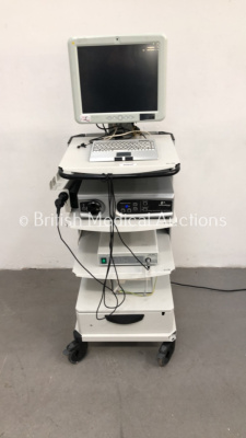 Laryngograph Stack Trolley with Monitor, Perkin Elmer Cermax Xenon Fiber-Optic Light Source, Laryngograph LXC-2010 Digital Video Camera Control Unit and Camera Head (Powers Up - HDD Removed) *09HXL3000D3452*