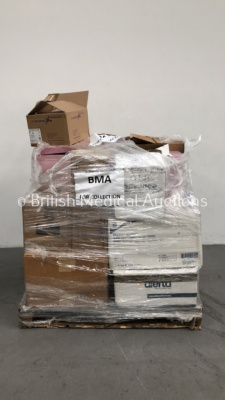 Pallet of Mixed Consumables Including Gyrus Diego Powered Dissectors, Formula Unisurge Swab Non Woven and Bows Lotus Liver Resection (Majority Out of Date)