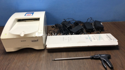 Mixed Lot Including 1 x Sony UP-DR80MD Color Printer (Powers Up) 4 x ResMed S9 AC Power Supplies and 1 x Microline Surgical M/L-10 Multifire Clip Applier