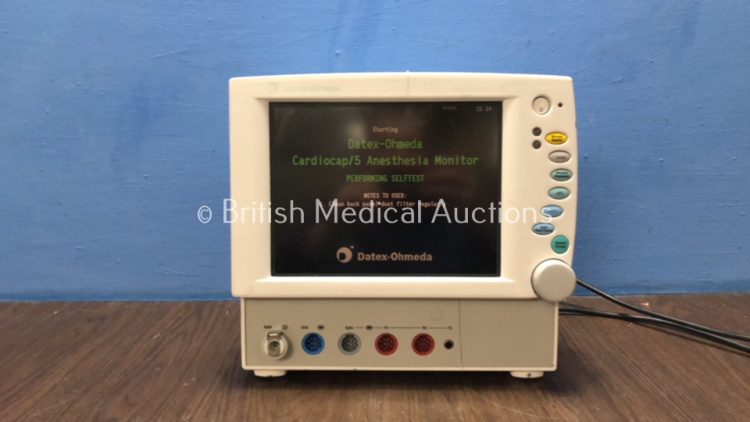 Datex Ohmeda Cardiocap 5 Ref 6051-0000-152 Anesthesia Monitor Including ECG, SpO2, P1, P2, T1 and NIBP Options (Powers Up)