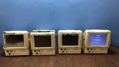 4 x Fukuda Denshi DS-7100 Patient Monitors Including ECG, SpO2, TEMP, NIBP and Printer Options (1 Powers Up, 1 No Power, 2 Spares and Repairs)