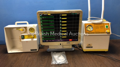 Mixed Lot Including 1 x SAM 420 Suction Unit with 1 x AC Power Supply (Powers Up with Missing Cup) 1 x Fukuda Denshi DS-7680W Patient Monitor (Powers Up) 1 x SAM 12 Suction Unit (Powers Up)