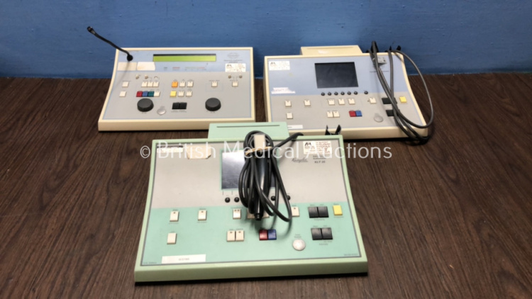 Job Lot Including 1 x Kamplex KLT 25 Admittance Audiometer, 1 x Interacoustics AD229 b Diagnostic Audiometer and 1 x Interacoustics AT235 Impedance Audiometer (All Untested Due to No Power Supplies)