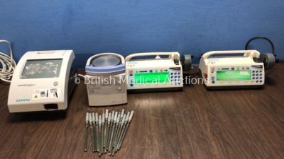 Mixed Lot Including 2 x Medsmith Medfusion 3500 Syringe Pumps (Both Power Up) 1 x Fisher & Paykel MR850AEK Respiratory Humidifier Unit (No Power) 1 x Siemens Clinitek Status + Analyzer (Untested Due to No Power Supply) 14 x Dental Scrapers