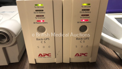 Mixed Lot Including 2 x Respironics BiPAP Synchrony Units with 2 x AC Power Supplies and 2 x Carry Bags (Both Power Up) 2 x APC 500 Back-UPS Units (Both Power Up) 1 x Urodyn+ Ref UD2A1001-UK Urine Flowmeter (Untested Due to No Power Supply) *01335 / BB040 - 3