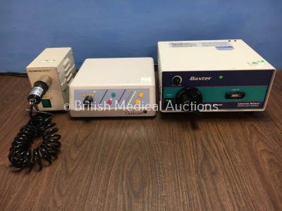 Job Lot Including 1 x Baxter Model AR5500 Edwards Reliant Xenon Light Source, 1 x Olympus MU-1 Leak Tester Unit with Cable and 1 x Gynecare Motor Drive Unit MD0100 (All Power Up) *HEI05505 / 1102637 / 9K1113B0061BE*