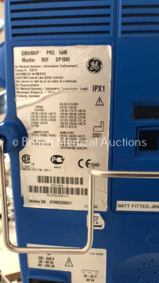 2 x GE Pro 1000 Patient Monitors on Stands (Both Power Up) *S/N 010M2250041 / 010M1900025* C3/43 C3/44 - 6