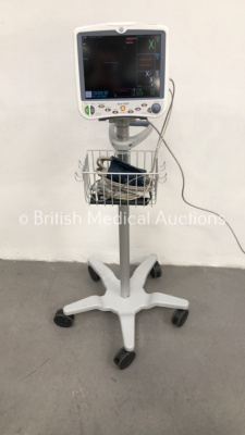 GE Dash 5000 Patient Monitor on Stand with SPO2, Temp/Co, NBP and ECG Options with Leads (Powers Up) *S/N SD009255302GA*