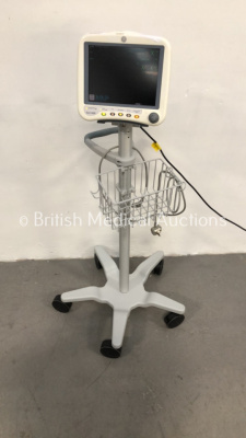 GE Dash 4000 Patient Monitor on Stand with BP 1/3, SPO2, Temp/Co, NBP and ECG Options (Powers Up) *S/N NA*