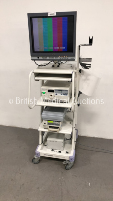 Olympus Compact Trolley with Olympus OEV181 Monitor, Olympus OTV-SI Digital Processor and Sony UP-21MD Colour Video Printer (Powers Up)