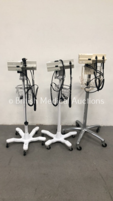 3 x Welch Allyn Otoscope / Ophthalmoscope Sets on Stands (Missing Some Heads - See Pictures)