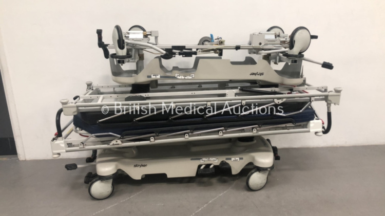 2 x Stryer Transport Trolleys with Mattresses (Hydraulics Tested Working) *S/N 0904033585* (95640003663)