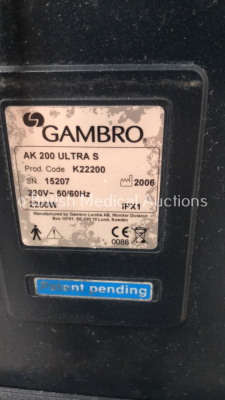 Gambro AK 200 Ultra S Dialysis Machine (Powers Up) *S/N 15207* **Mfd 2006* - 4