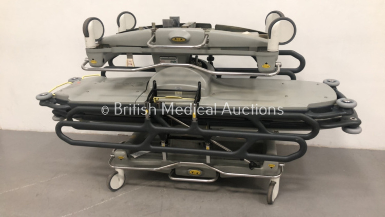 2 x Anetic Aid QA3 Hydraulic Patient Trolleys (Hydraulics Tested Working)