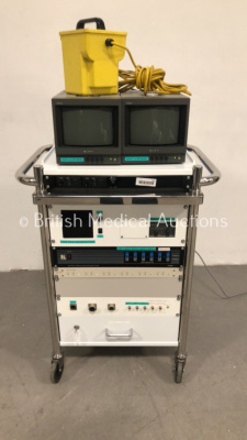 Video South Ltd Trolley with 2 x Sony Monitors, Camera Interface Box and Vertical Interval 6x2 Matrix Switcher (Powers Up) **S/N 20085623 / 2009418*