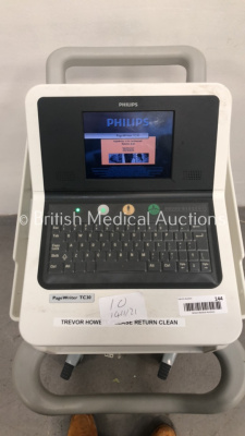 Philips PageWriter TC30 ECG Machine on Stand with 10 Lead ECG Leads (Powers Up) *S/N US011004060* - 2