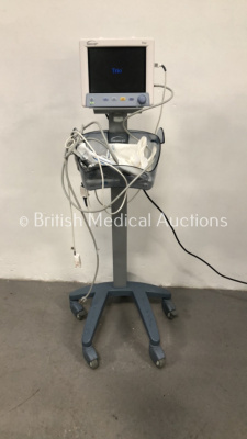 Datascope Tiro Patient Monitor on Stand with SPO2, T1, ECG and BP Options, SPO2 Finger Sensor and BP Hose (Powers Up) *S/N 038363*