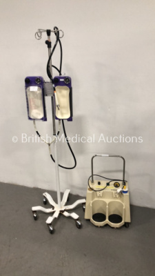 1 x Eschmann VP35 Suction Pump (Powers Up) and 1 x Purple Surgical High Flow Irrigation Pump on Stand with Hoses