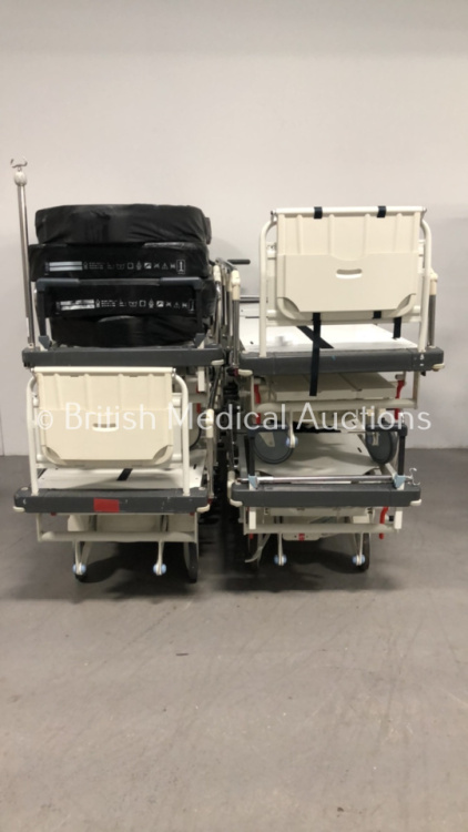 4 x Huntleigh Lifeguard Patient Trolleys with 4 x Mattresses (Hydraulics Tested Working)