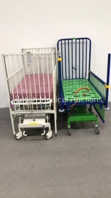 1 x Huntleigh Electric Infant Cot with Mattress and Controller and 1 x Sidhil Electric Infant Cot with Controller (Missing 1 x End Panel)