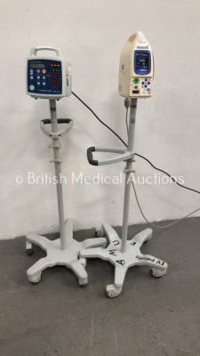 1 x 1 x Fukuda Denshi PetiTelemo DS-7100 Patient Monitor on Stand (Damage to Casing) and 1 x CSI Criticare ComfortCuff 506N3 Vital Signs Monitor on Stand (Both Power Up)