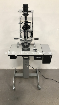 Haag Streit Bern 900 Slit Lamp with 2 x 12,5x Eyepieces and 2 x 16x Eyepieces on Hydraulic Table (Powers Up with Good Bulb) *S/N NA*