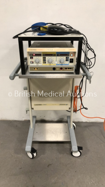 Eschmann TD411RS Minimal Invasive Surgery Electrosurgical /Diathermy Unit on Trolley with Footswitch and Electrode (Powers Up)