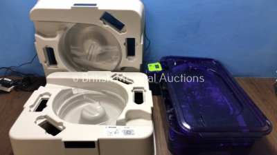 2 x Philips 21110A Transducer Disinfection Basin & Lid and 1 x Stella IQ Washer Disinfector (Powers Up)