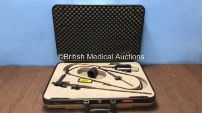 Pentax VNL-1170K Nasoendoscope in Case *S/N G120178* *Engineers Report: Optical System- Unable To Check, Angulation- Ok, Insertion Tube- Badly Kinked, Light Transmission- Ok, Channels- Ok, Leak Check- Leak From Plug, Comments- Light Guide Tube Kinked and 