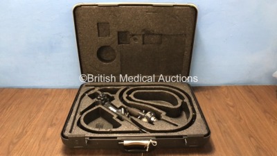 Olympus GIF-XP260 Video Gastroscope in Case *S/N 2411065 Mfd 2004* *Engineers Report: Optical System- Ok, Angulation- Not Reaching Specification, Insertion Tube- Poly Coating Peeling, Light Transmission- Ok, Channels- Ok*