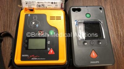Job Lot Including 1 x Philips FR3 Defibrillator (No Battery) 1 x MRL Jump Start AED Defibrillator with Battery and 3 x Lifepak 12 Back Cases *C14B-00648 / 002060* - 2