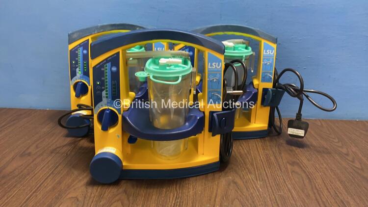 3 x Laerdal Suction Units with Serres Cups and Batteries (All Power Up) *78190219807 / 78050216954 / 78500451857*