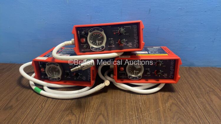 3 x Smith paraPAC 200D MRI Compatible Ventilators with 3 x Hoses