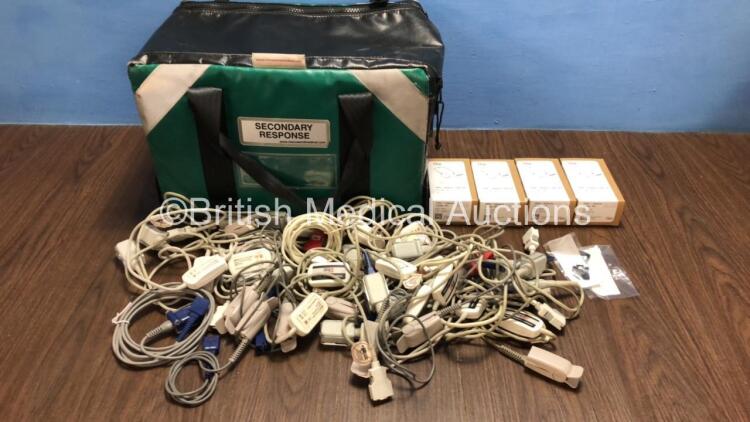 Job Lot Including Masimo MNC-I Adaptor Cables and Nellcor Sensor Extension Cables in Secondary Response Bag / Holdall