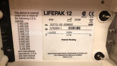 Medtronic Lifepak 12 Biphasic Defibrillator / Monitor with Screen Protector, ECG, Paddle, NIBP and SpO2 Leads, MTCDP-H5 Module, 1 x Battery and CO2 Option *Mfd 2009* (Powers Up) *37628611* - 7