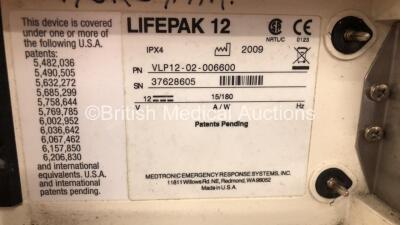 Medtronic Lifepak 12 Biphasic Defibrillator / Monitor with Screen Protector, SpO2 Lead and CO2 Option *Mfd 2009* (Powers Up with Stock Battery - Not Included) *37628605* - 4