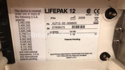 Medtronic Lifepak 12 Biphasic Defibrillator / Monitor with Screen Protector *Mfd 2009* (Powers Up with Stock Battery - Not Included) *37808475* - 4