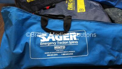 Mixed Lot Including 1 x Sager Emergency Traction Splint, 3 x Evac U Splint Vacuum Mattresses and 2 x Carry Bags - 3