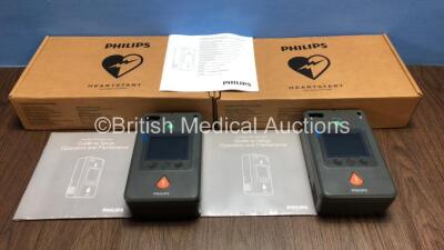 2 x Philips HeartStart FR3 Defibrillators with Set Up Guides and Boxed (Untested Due to No Batteries) *C14B-00527 / C14B-00462*