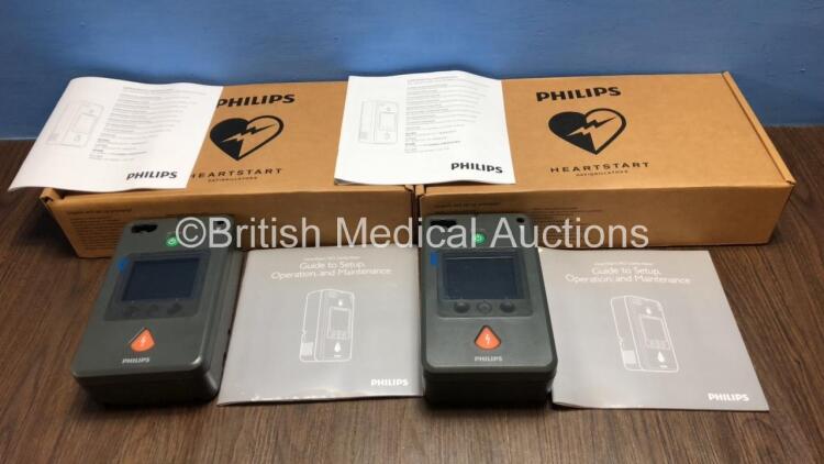 2 x Philips HeartStart FR3 Defibrillators with Set Up Guides and Boxed (Untested Due to No Batteries) *C