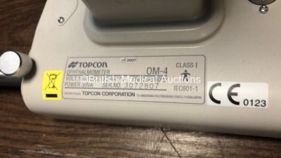 Topcon OM-4 Ophthalmometer (Unable to Test Due to No Power Supply) * SN 3072807 * * Mfd 2007 * - 4