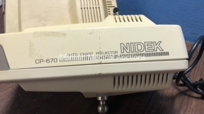 2 x Nidek CP-670 Auto Chart Projector (Both Power Up - Both Casings Damaged - Loose) *S/N 270490 / 270831* **Mfd 2000 / 1998** - 3