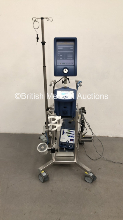 Medtronics Bio-Console 560 Pump Speed Controller Ref A10655004 *Mfd 04/2010* on Trolley with Maquet HU 35 Heater Unit Ref 70103.3557 (Both Power Up) *S/N 560B100982*