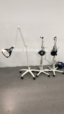 3 x Mobile Lights on Stands (1 x Powers Up - 1 x No Power - 1 x No Bulb) *S/N 051521*